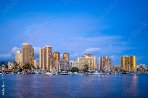 cityscape of honolulu in oahu island, hawaii, us