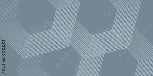 Abstract hexagon lines on gray background. Geometric stripe line art design modern