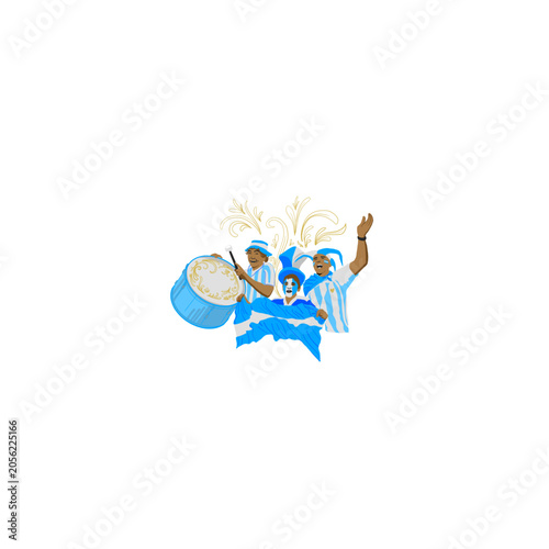 Vibrant blue carnival dancers, festive vector graphics, colorful parade floats, lively celebration icons