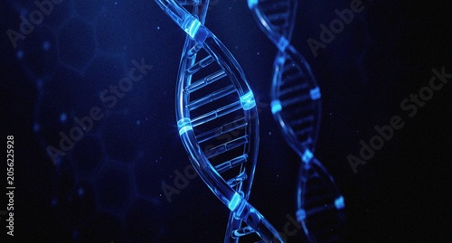 Quadro su tela Abstract Biotech Glass DNA Double Helix, Medical Technology 3D Illustration