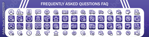 Foto Frequently Asked Questions FAQ Art & Illustration elements collection, line icon