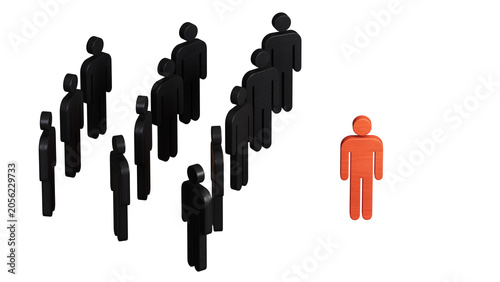 Obraz na plátně A wooden figure standing with a team to influence and empowerment