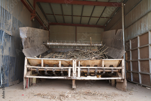 The sawdust processing production line is located in a board manufacturing factory, Luannan County, Hebei Province, China