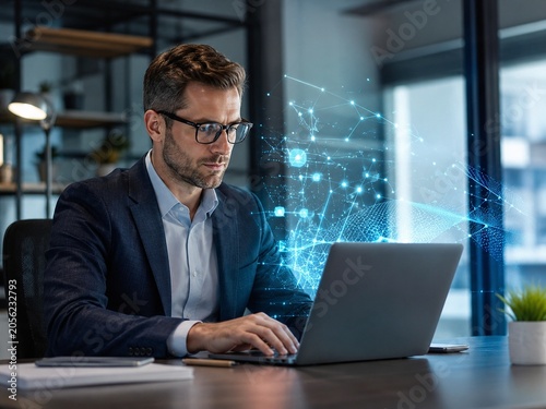 Business Professional Using AI Automation at Work