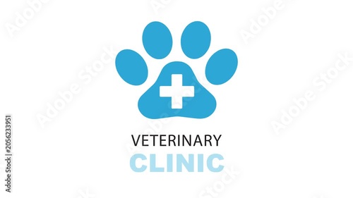 Veterinary icon with little paw and cross.