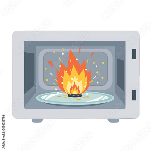 A bright orange flame burns inside a modern kitchen appliance