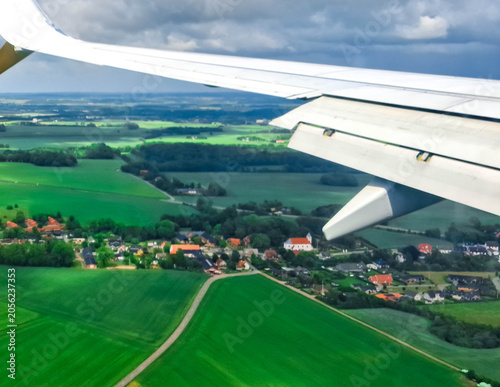 Photography The plane flies over Central Jutland near Aarhus.