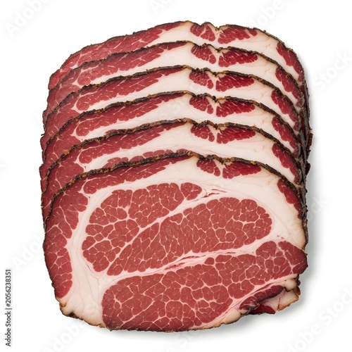 Stack of bresaola slices air dried cured beef italian charcuterie