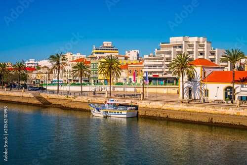 View on the Skyline of Portimao, Algarve, Portugal by the Arade River
