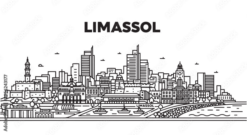 Fototapeta premium Limassol Skyline Illustrates Coastal Cityscape
