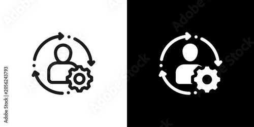 Account Setup User Profile Icon concept with flat Black White Background. Vector illustration.