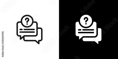 Foto FAQ Frequently Asked Questions Icon concept with flat Black White Background