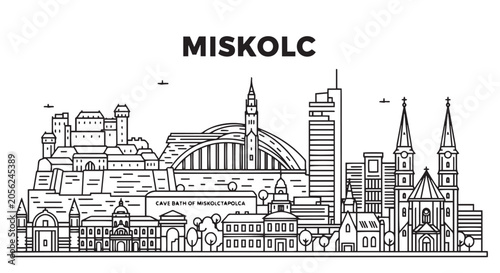 Fotografía Miskolc Hungary Skyline Black White
