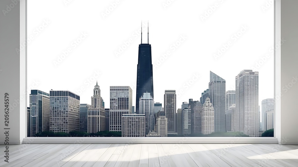 Fototapeta premium Distant city skyline seen across calm water