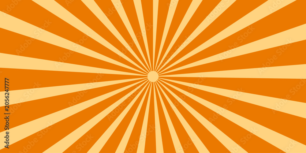Fototapeta premium Amber Retro Rayburst Design: Warm radial sunbeam background with nostalgic vintage poster style