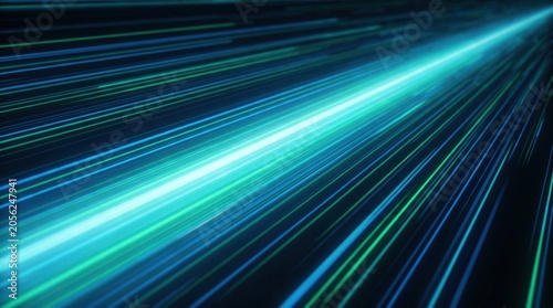 Vibrant light trails in motion, showcasing dynamic colors and energy in a digital environment.
