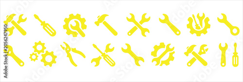 Obraz na płótnie Stock Vector Illustration: Tools and Service Icons Set – Wrench, Screwdriver, Gear