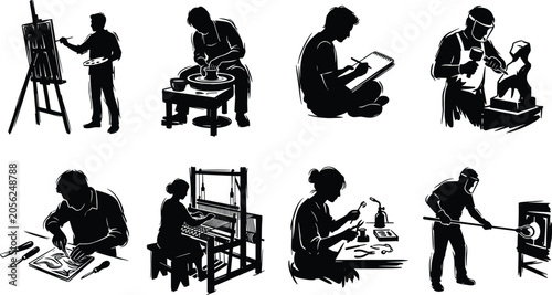 Canvastavla Artisan and traditional crafts silhouette collection featuring artists painting