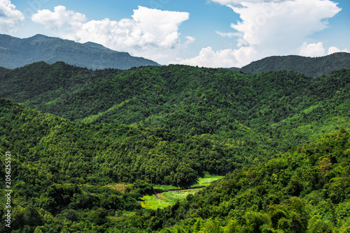 Khao Kho Phetchabun Thailand-May 31,2026, Beautiful blue sky high peak mountains at Khao Kho Royal Palace.