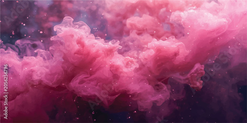 Soft pink vapor dances through a fluid abstract landscape, creating an enchanting visual of movement, elegance, and dreamy imagination.	