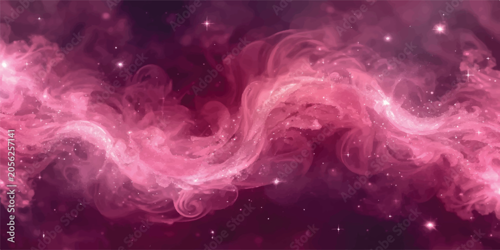 Fototapeta premium Soft pink vapor dances through a fluid abstract landscape, creating an enchanting visual of movement, elegance, and dreamy imagination. 