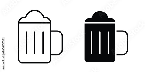 Bild auf Leinwand Beer mug icon black, Stroke line and clipart style bundle