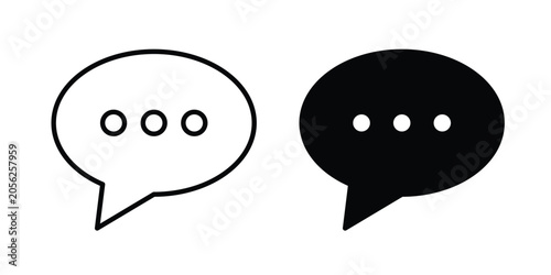 Comments icon black, Stroke line and clipart style bundle