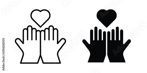 Philanthropy icon black, Stroke line and clipart style bundle