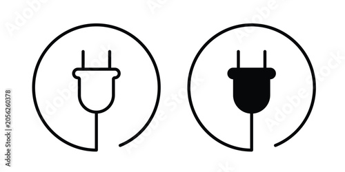 Fotografie Plug icon black, Stroke line and clipart style bundle