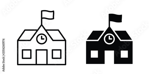 Cuadro en lienzo school icon black, Stroke line and clipart style bundle