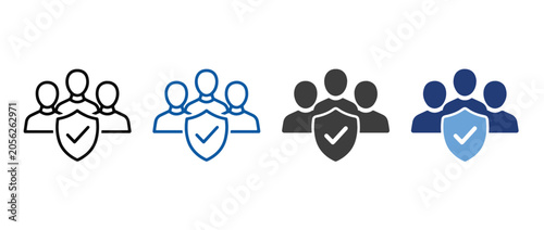 Human resources icon set. HR management concept, team with shield check mark, employee protection and workforce symbol, vector illustration Adobe Illustrator Artwork