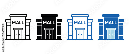 Shopping Mall Icon Set. Retail Store and Commercial Building Symbols. Vector Illustration.  Adobe Illustrator Artwork