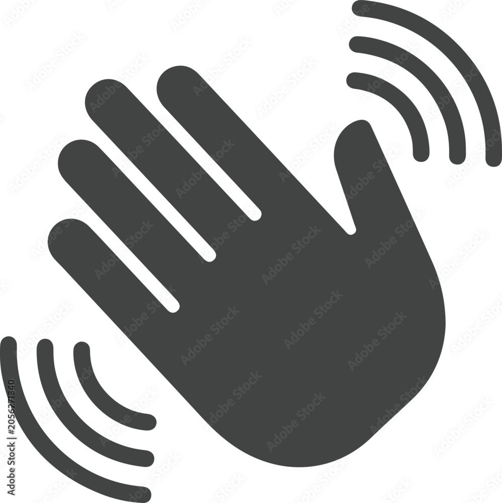 Fototapeta premium Waving hand icon, greeting gesture symbol