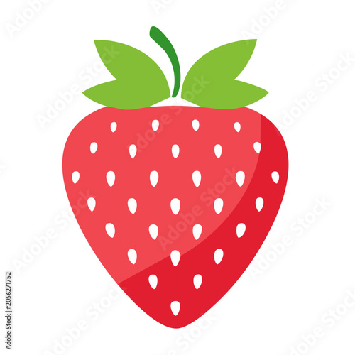 Flat design strawberry with leaves isolated