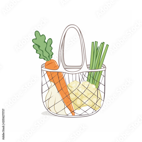 Flat design potted plant with watering can