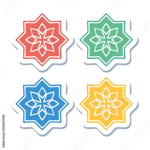 Four flat design geometric flower icons