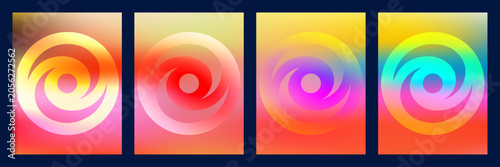 Принти на полотні Futuristic Abstract Poster Set with Bright Gradient Backgrounds and Soft  Spheres