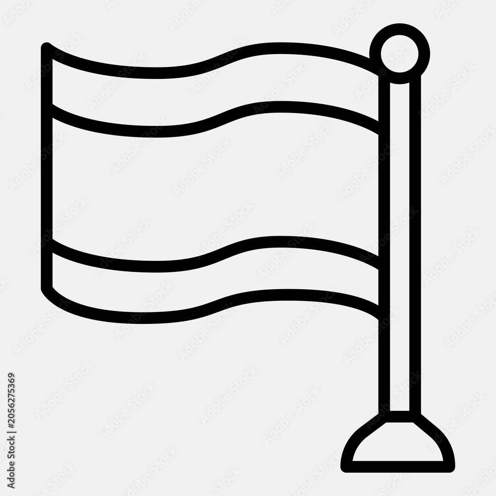 Fototapeta premium Flag on a stand line icon, business souvenir concept. Vector graphics. Company flag sign with style icon mobile or web design.