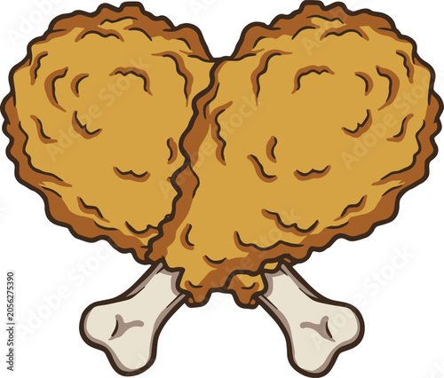 Fried chicken drum stick simple vector illustration