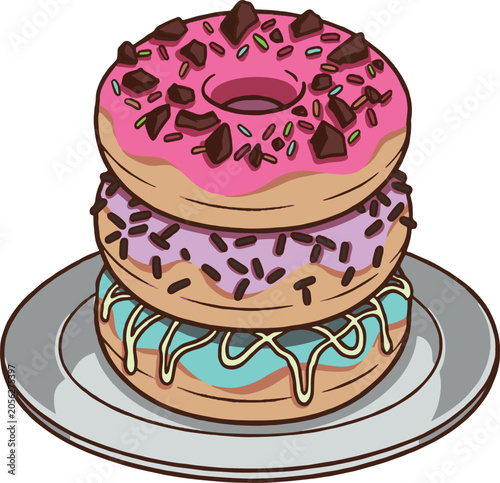 Donut cartoon vector mascot illustration