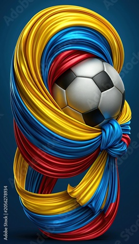 Ecuador flag ribbon with soccer ball at the end