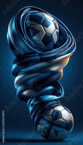 Scotland flag ribbon with soccer ball at the end