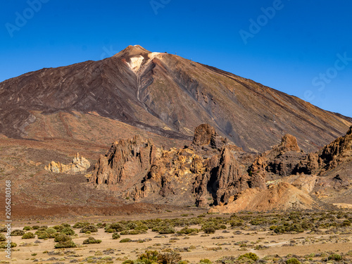 Mount Teide volcano and the Roques de Garcia rocks in Teide National Park, Tenerife