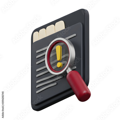 3D File Folder with Magnifying Glass Icon