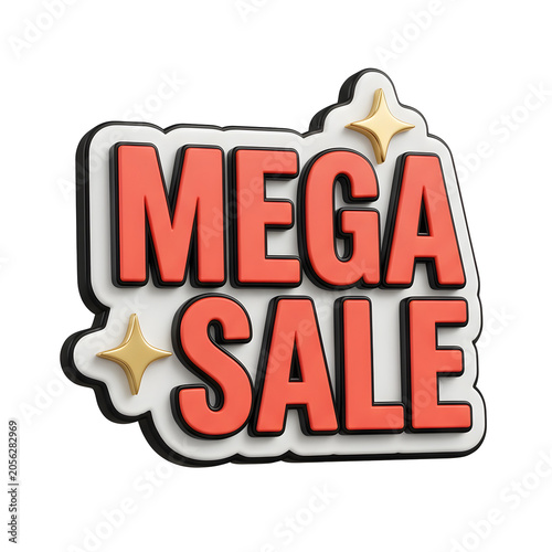 3D Glossy Mega Sale Sign