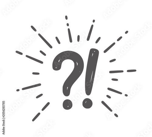 Photos Dark gray question mark and exclamation point with radiating lines