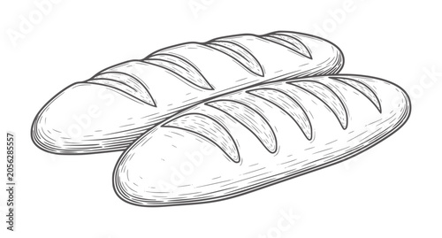 Fényképezés Two loaves of crusty bread in a vintage style baked food
