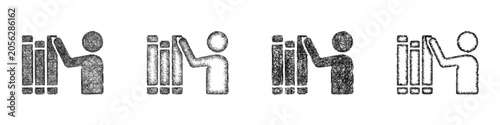 Εκτύπωση καμβά Sketch monochrome librarian logo design set
