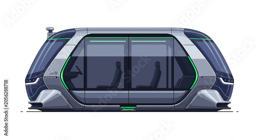 Futuristic Autonomous Pod Vehicle - Modern Self-Driving Transport