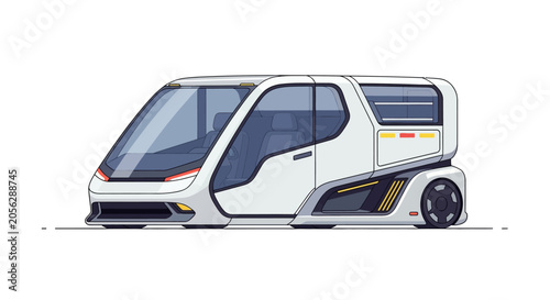 Futuristic autonomous transport pod, electric vehicle, modern design